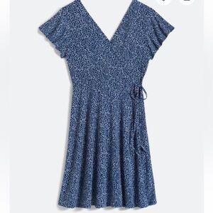 Blue Floral V-Neck Dress